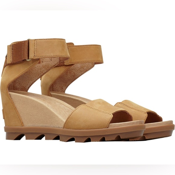 Sorel women’s‎ Tan Joanie ll ankle strap sandal wedge size 8.5 - Picture 1 of 9